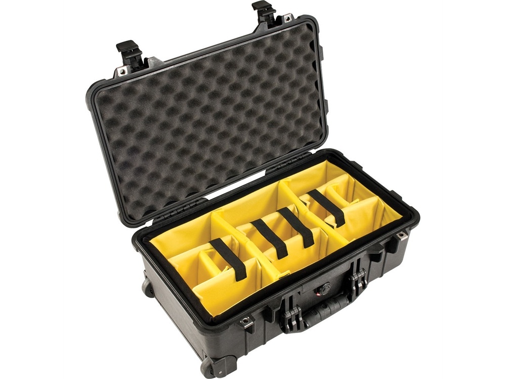 Pelican 1510 Carry On Case with Yellow and Black Divider Set (Black)