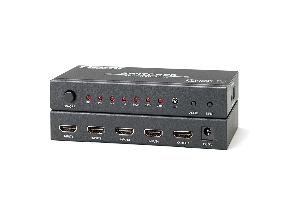 KanexPro 4x1 HDMI Switcher with 4K Support & Audio Output