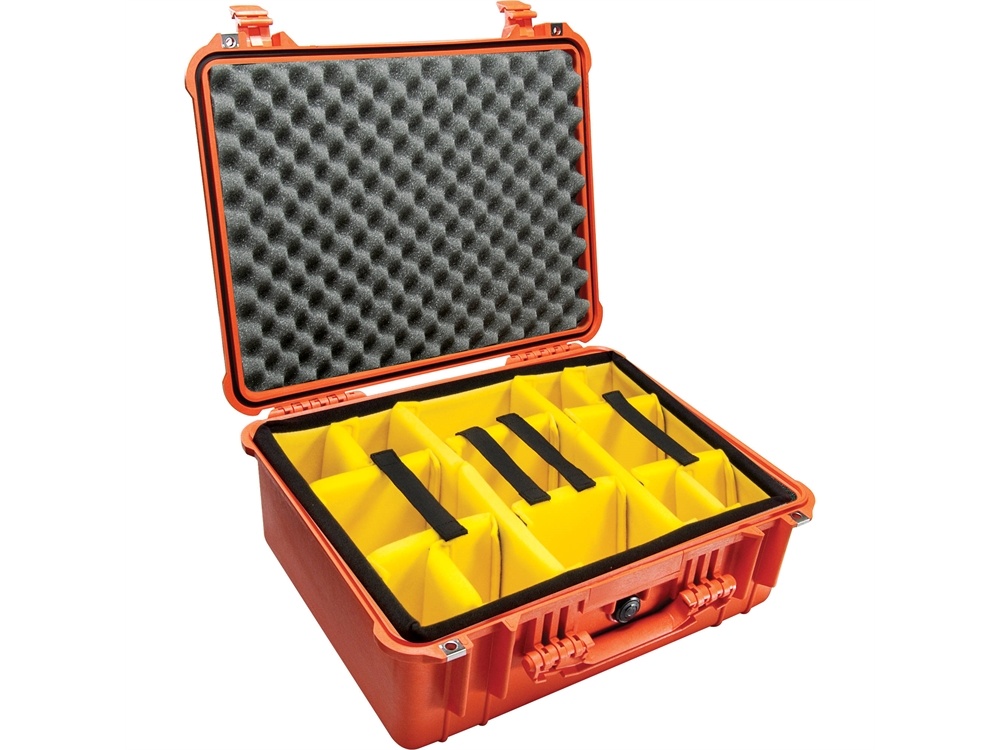 Pelican 1554 Waterproof 1550 Case with Yellow and Black Divider Set (Orange)