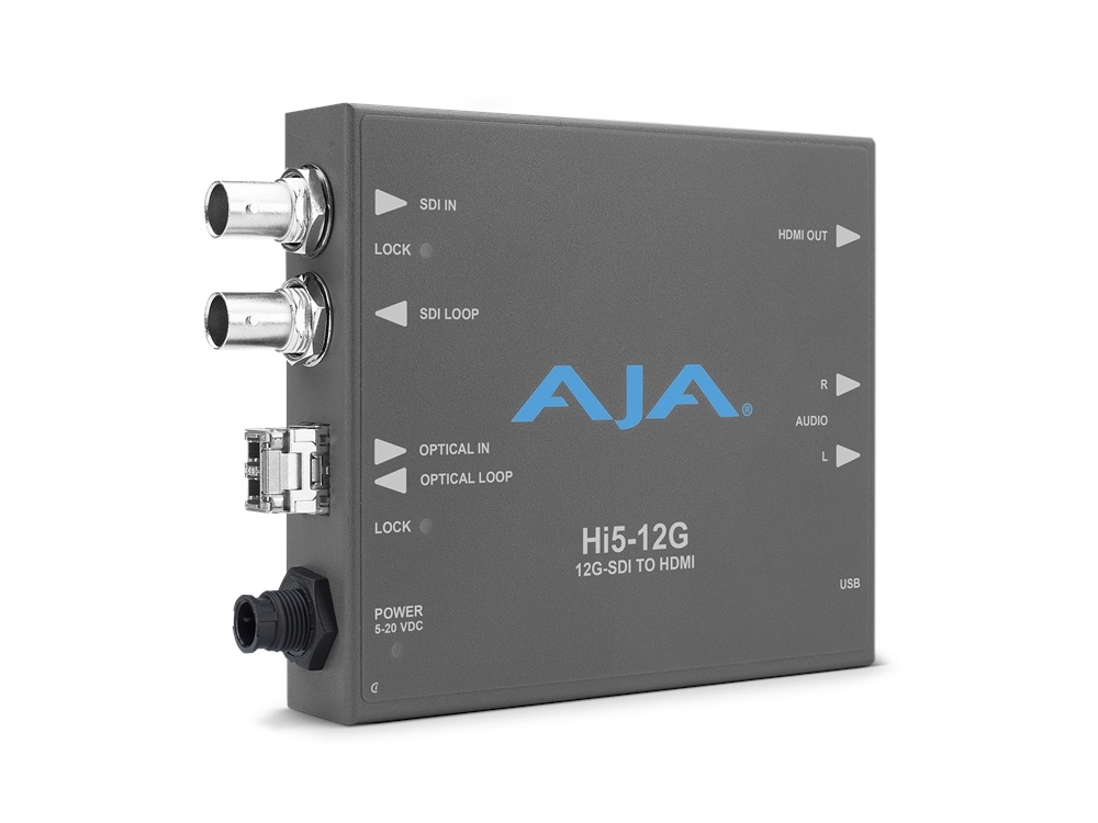 AJA Hi5-12G SDI to HDMI 2.0 Converter with Fiber Receiver Transceiver
