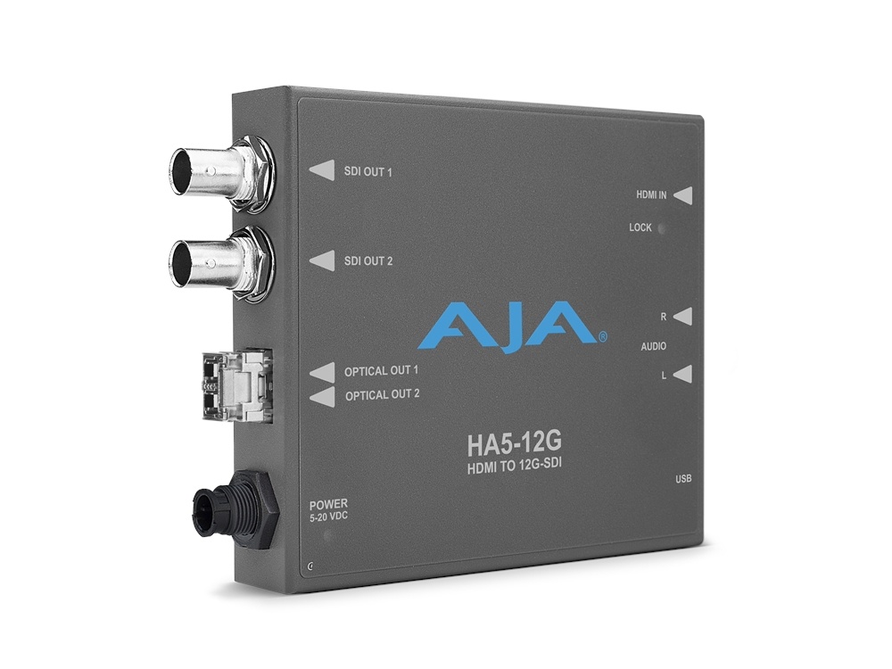 AJA HA5-12G-2T HDMI 2.0 to 12G-SDI Converter with Dual Fiber Transmitter