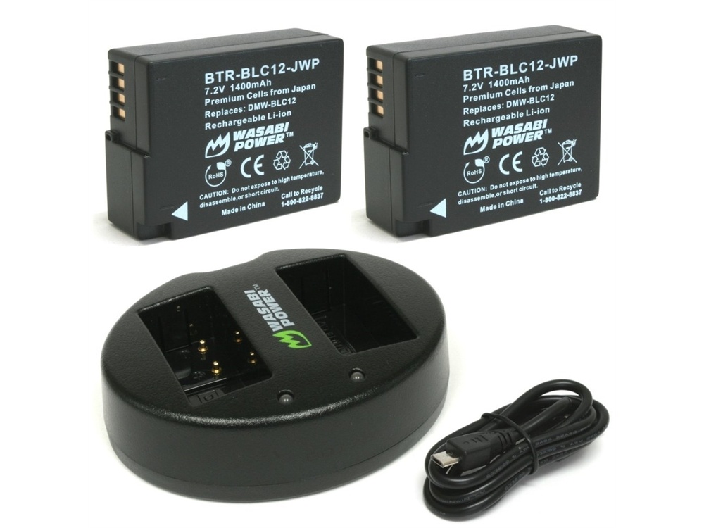 Wasabi Power Battery and Dual USB Charger for Panasonic DMW-BLC12 (2-Pack)