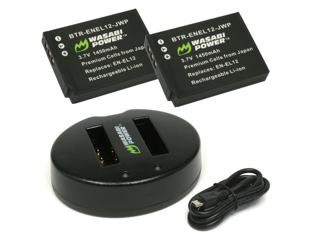 Wasabi Power Battery and Dual USB Charger for Nikon EN-EL12 (2-Pack)