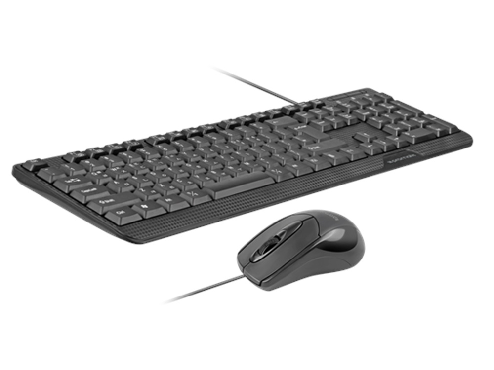 Promate Ergonomic Wired USB Mouse & Keyboard Combo (Black)