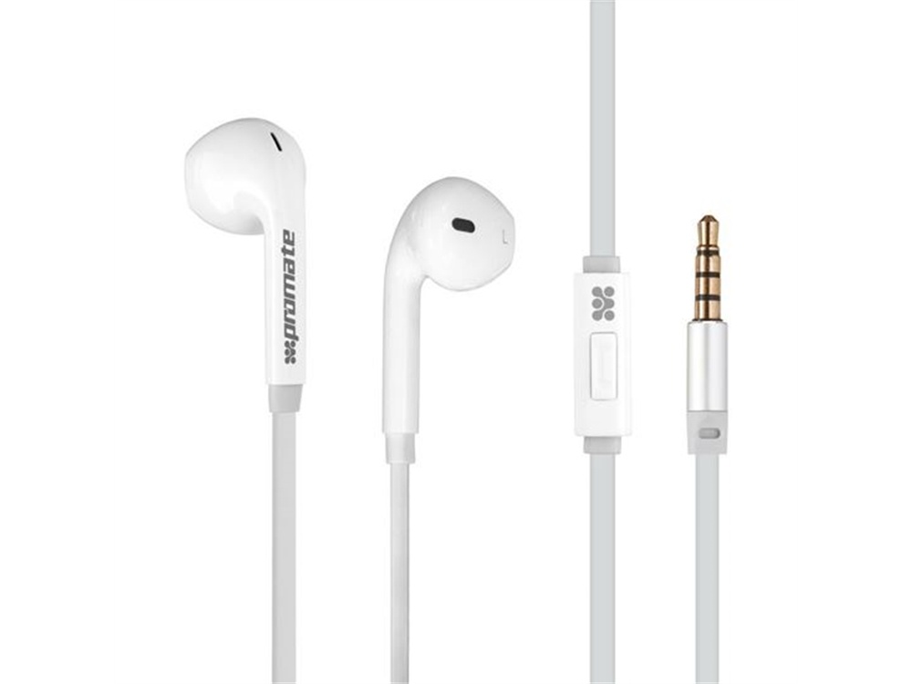 Promate Lightweight High Performance Stereo Earbuds (White)