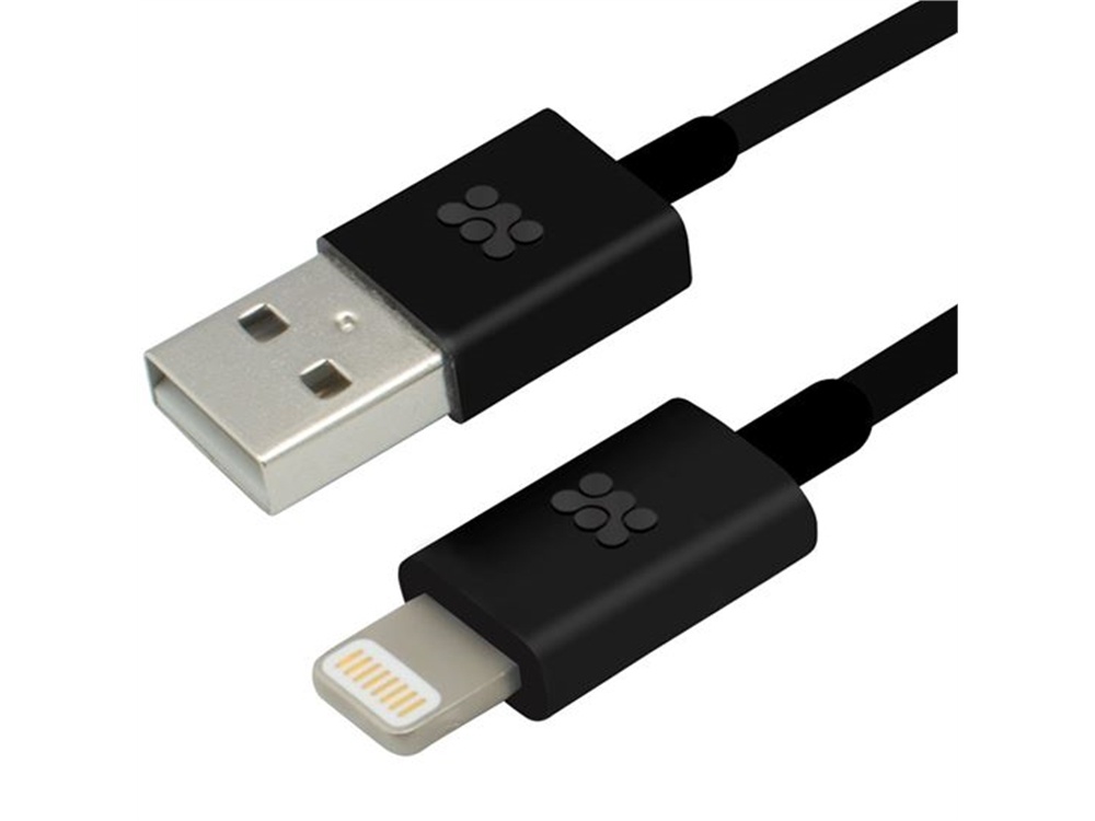 Promate 1.2M USB to Lightning Sync and Charging Cable (Black)