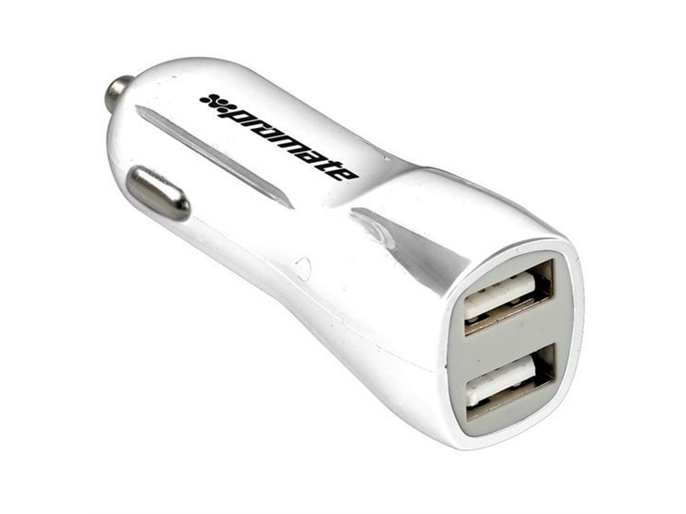 Promate 3100mA Dual Port USB Car Charger (White)