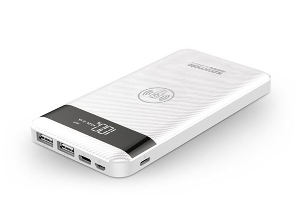 Promate Wireless Charging Power Bank w/ LED Display (White)