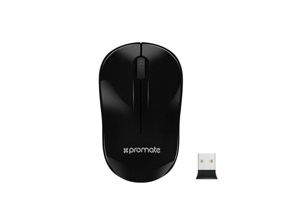 Promate 2.4Ghz Wireless Mouse with Nano USB Receiver (Black)