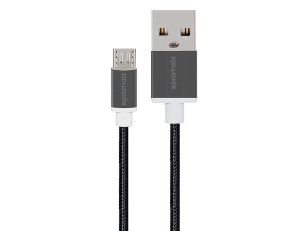 Promate 1.2m Mesh Armoured Micro-USB Sync & Charge Cable (Black)