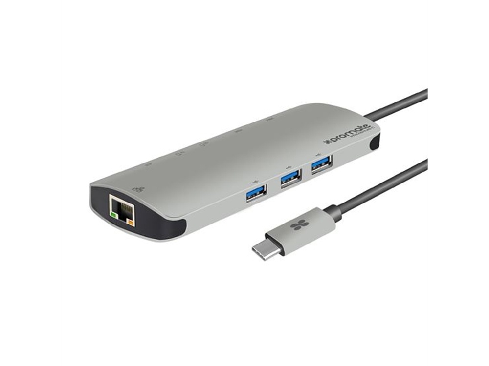 Promate USB Type-C Hub With Power Delivery (Silver)