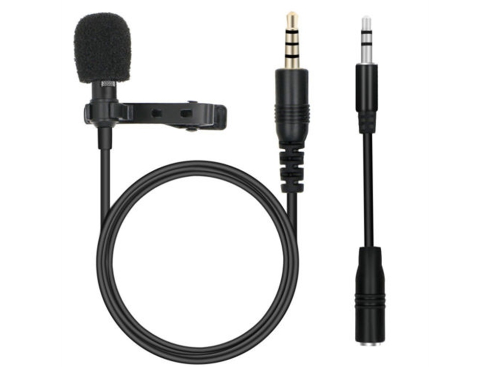 Clip On Lapel Microphone Hands Free Wired Condenser Lavalier Mic 3.5mm Smartphone + PC