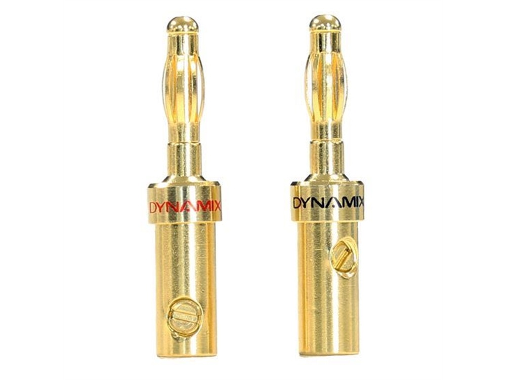 DYNAMIX Banana Plugs Gold Plated Secure Double Screws (1 Pair)