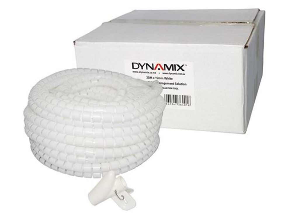 DYNAMIX Easy Wrap Cable Management Solution (White, 20m x 15mm)