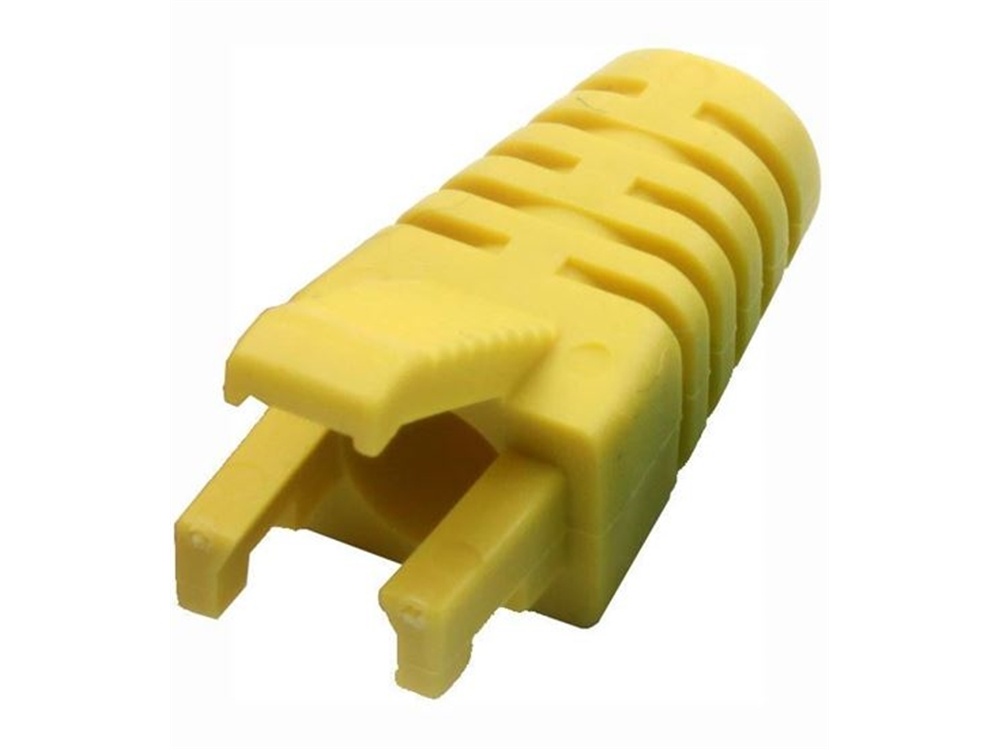 DYNAMIX RJ45 Slimline Strain Relief Boot with Clip Protector (Yellow, 20 Pack)