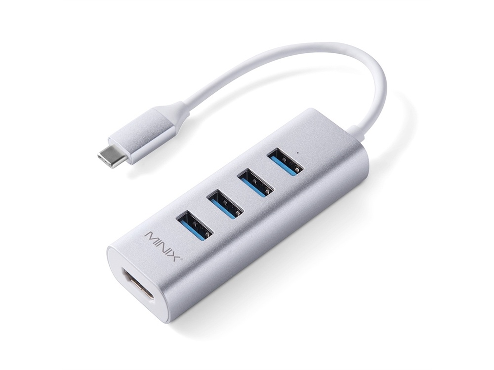 MiniX NEO C-UH USB-C to 4-Port USB 3.0 & 4K HDMI Adapter (Silver)