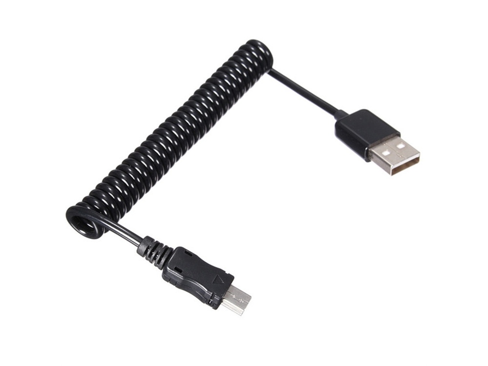 365Films Mini-USB Male to USB Male Coiled Cable