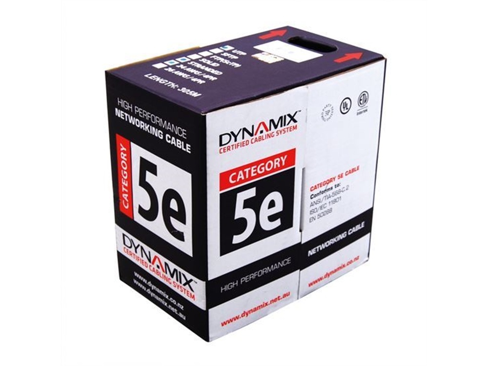 DYNAMIX Cat5E UTP External Dual Sheath Solid Cable Roll (Black, 305 m)
