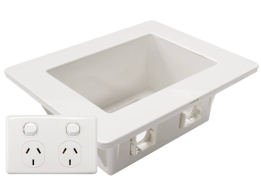 DYNAMIX Recessed Wall Box with 2-Port GPO