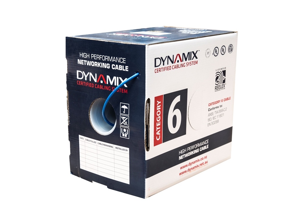 DYNAMIX 24 AWG Cat6 Cable Roll (305m, Blue)