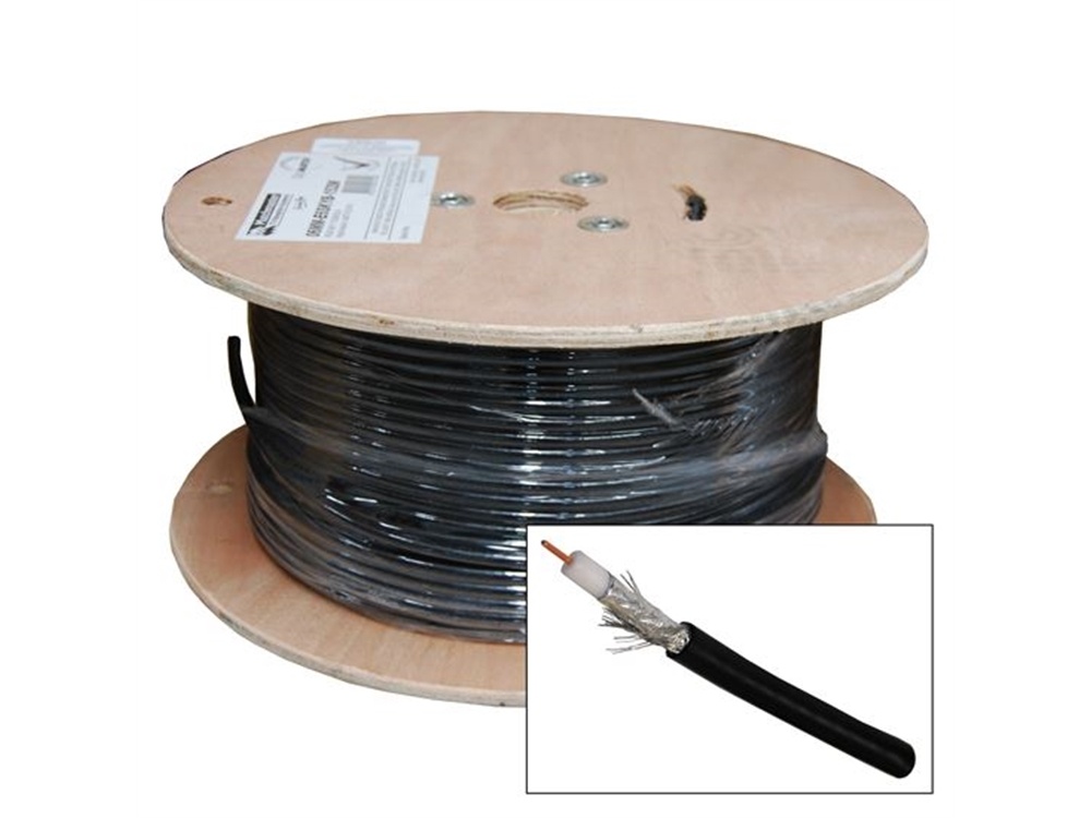 DYNAMIX Roll RG6 Shielded Cable For CATV/MATV, Broadband, HDTV and Satellite (305m, Black)