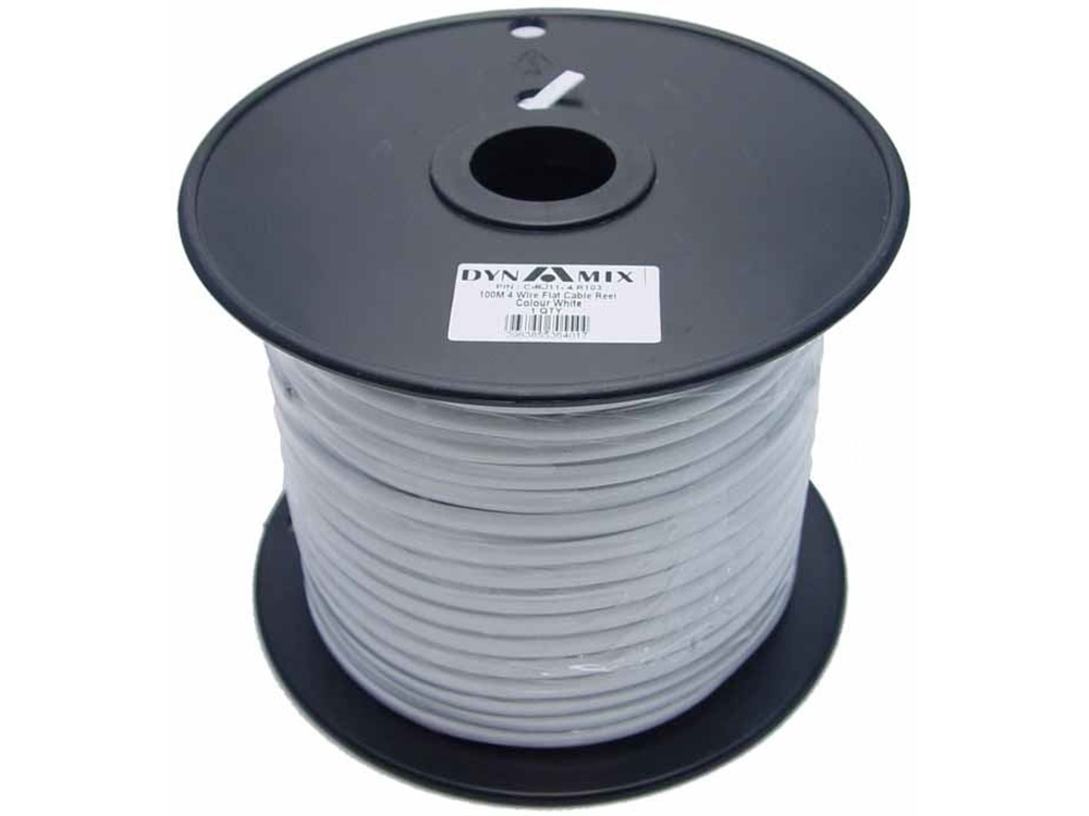 DYNAMIX Roll 4-Wire Flat Cable (100m, White)