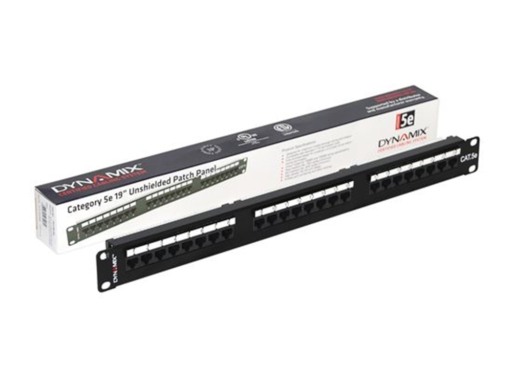 DYNAMIX 24 Port 19" Cat5e UTP Patch Panel with plastic labelling kit