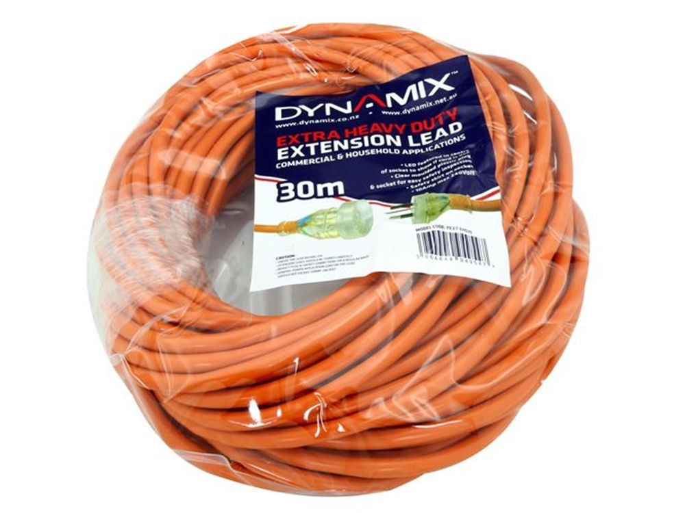 DYNAMIX Extra Heavy Duty Power Extension Lead (Orange, 30m)