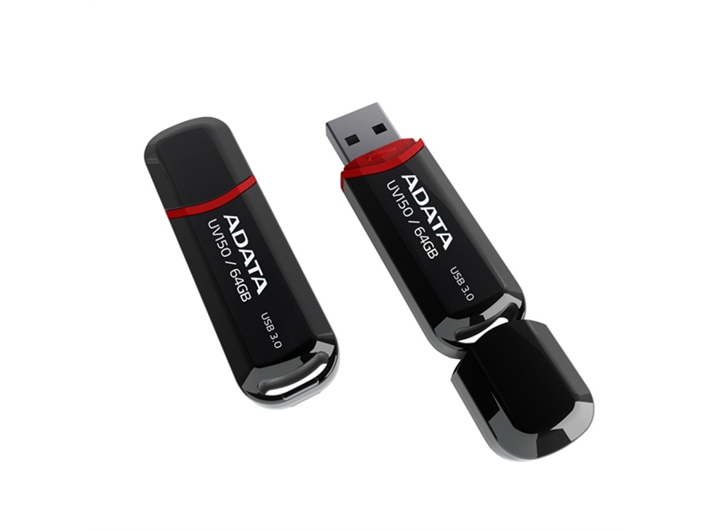 ADATA UV150 64GB USB 3.0 Flash Drive (Black/Red)