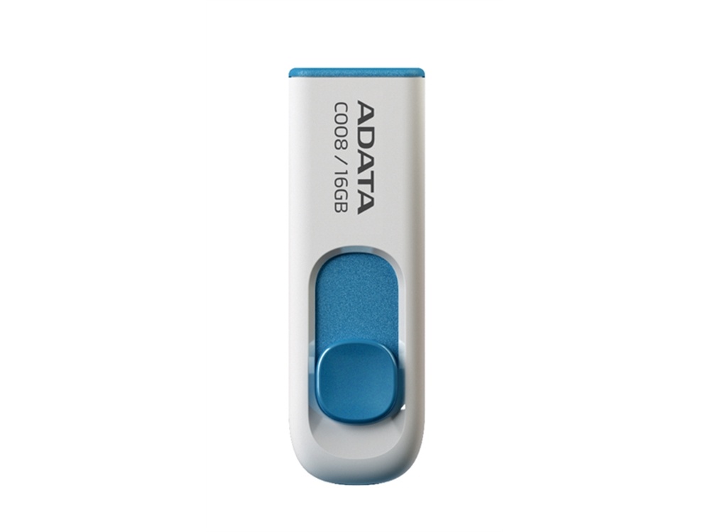 ADATA C008 16GB Retractable USB 2.0 Flash Drive (White/Blue)