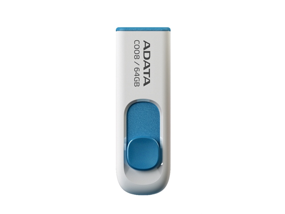 ADATA C008 64GB Retractable USB 2.0 Flash Drive (White/Blue)