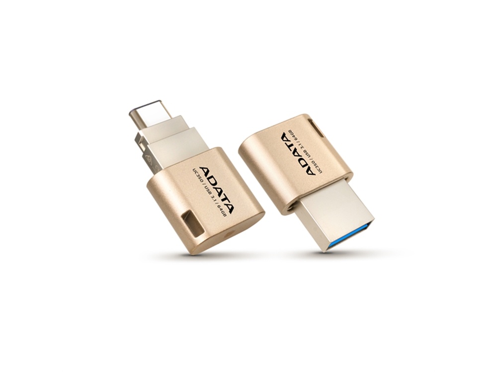 ADATA UC350 64GB USB 3.1 Type A/Type-C Flash Drive (Gold)