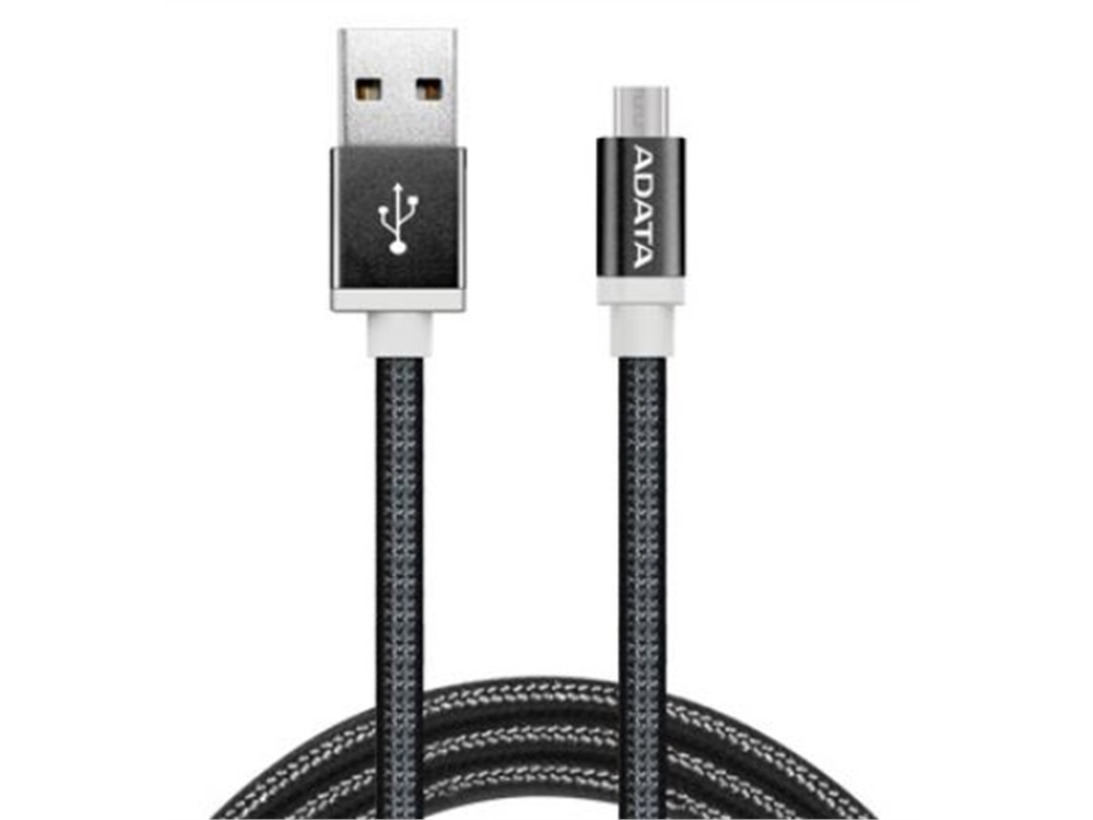ADATA USB Type A to Micro USB Braided Connection Cable (Black, 1m)