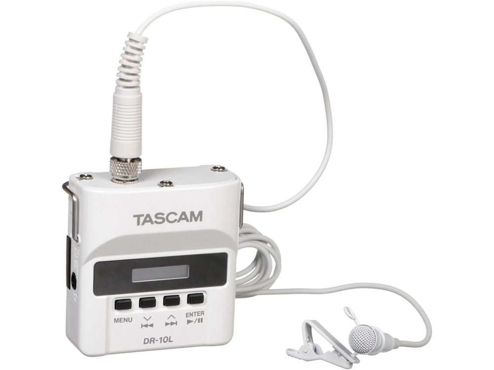 Tascam DR-10L Digital Audio Recorder with Lavalier Mic (White)