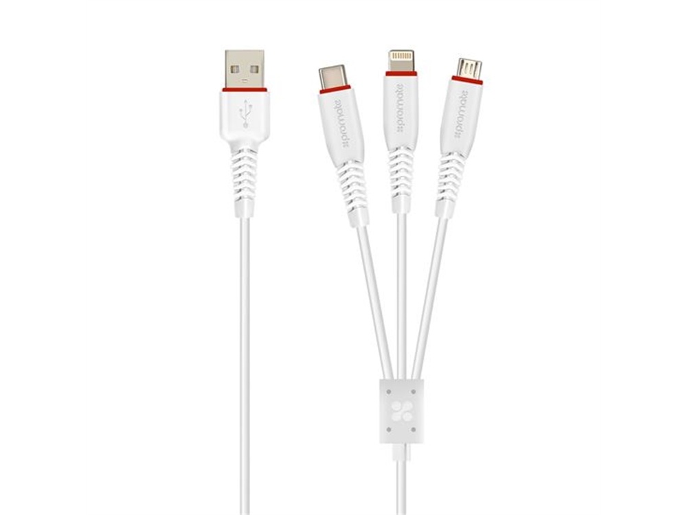 Promate FlexLink Trio Cable (White)