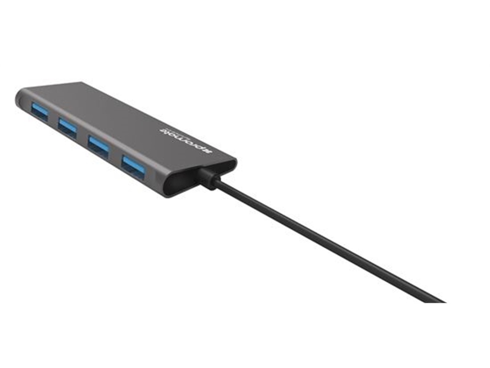 Promate SyncHub-C4 Ultra-Sleek Portable 4-Port USB-C Hub (Grey)