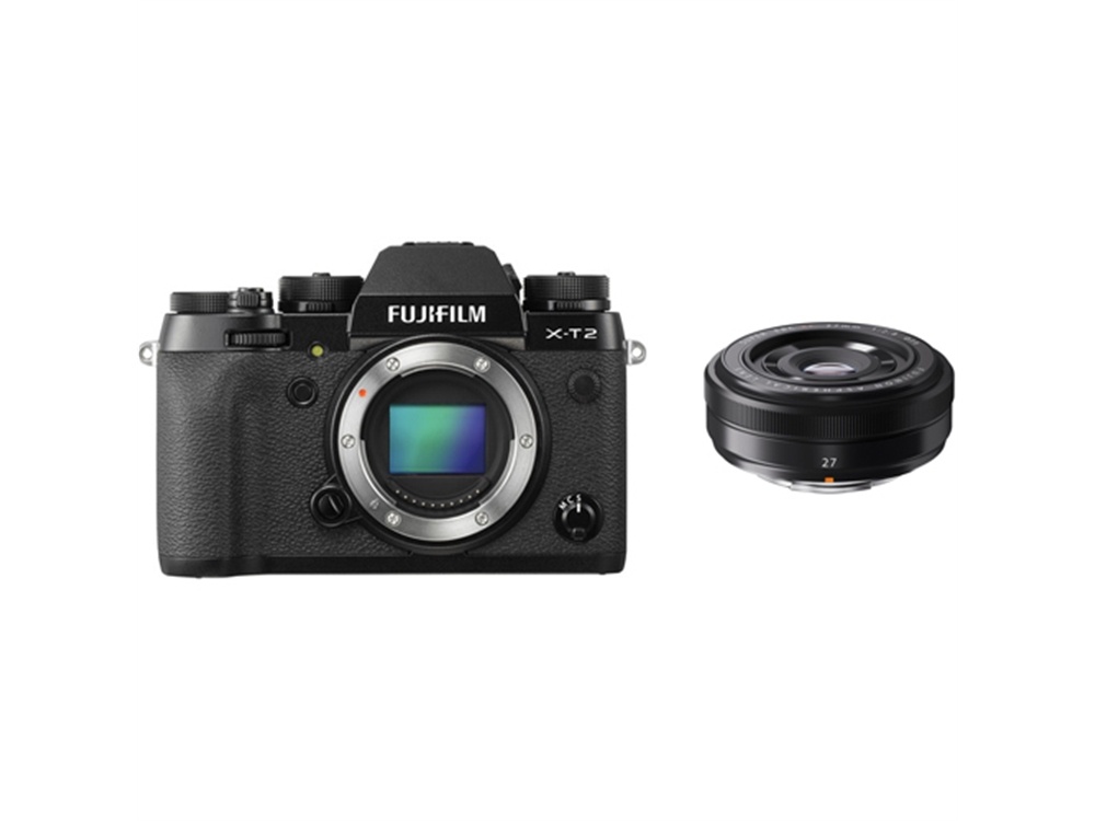 Fujifilm X-T2 Mirrorless Digital Camera (Black) with XF 27mm f/2.8 Lens (Black)