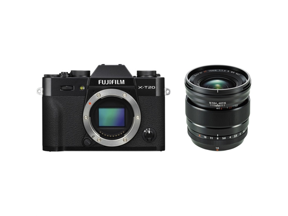Fujifilm X-T20 Mirrorless Digital Camera (Black) with XF 16mm f/1.4 R WR Lens