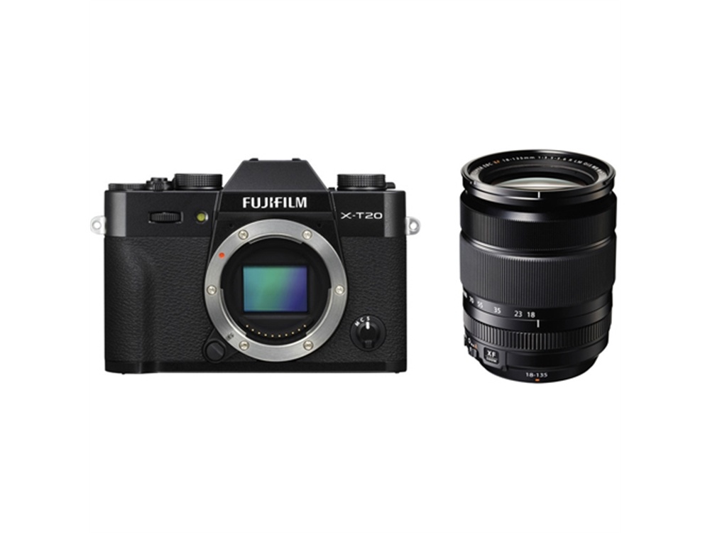 Fujifilm X-T20 Mirrorless Digital Camera (Black) with XF 18-135mm f/3.5-5.6 R LM OIS WR Lens