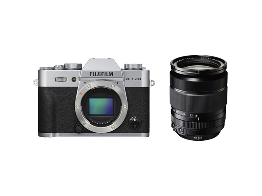 Fujifilm X-T20 Mirrorless Digital Camera (Silver) with XF 18-135mm f/3.5-5.6 R LM OIS WR Lens