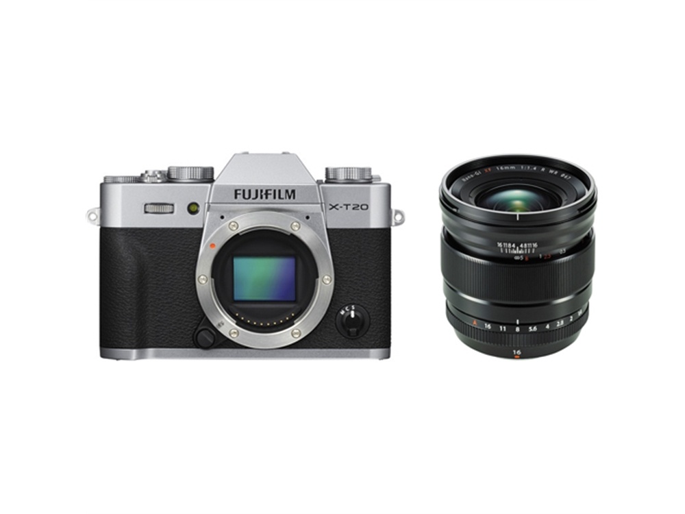 Fujifilm X-T20 Mirrorless Digital Camera (Silver) with XF 16mm f/1.4 R WR Lens