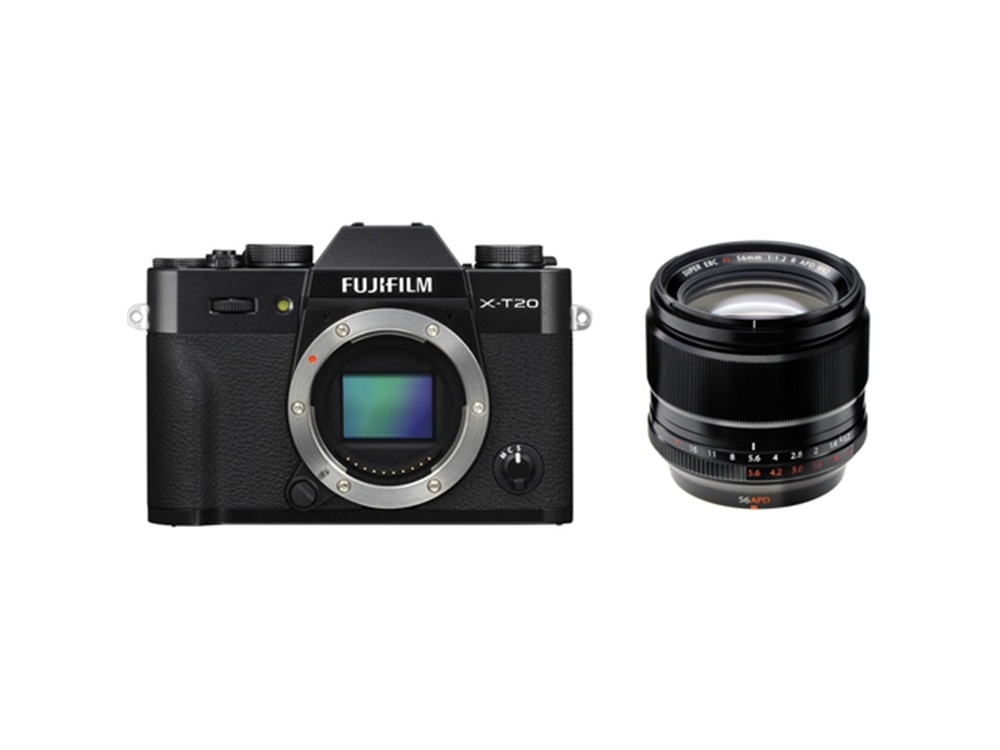 Fujifilm X-T20 Mirrorless Digital Camera (Black) with XF 56mm f/1.2 R APD Lens