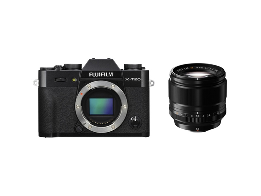Fujifilm X-T20 Mirrorless Digital Camera (Black) with XF 56mm f/1.2 R Lens