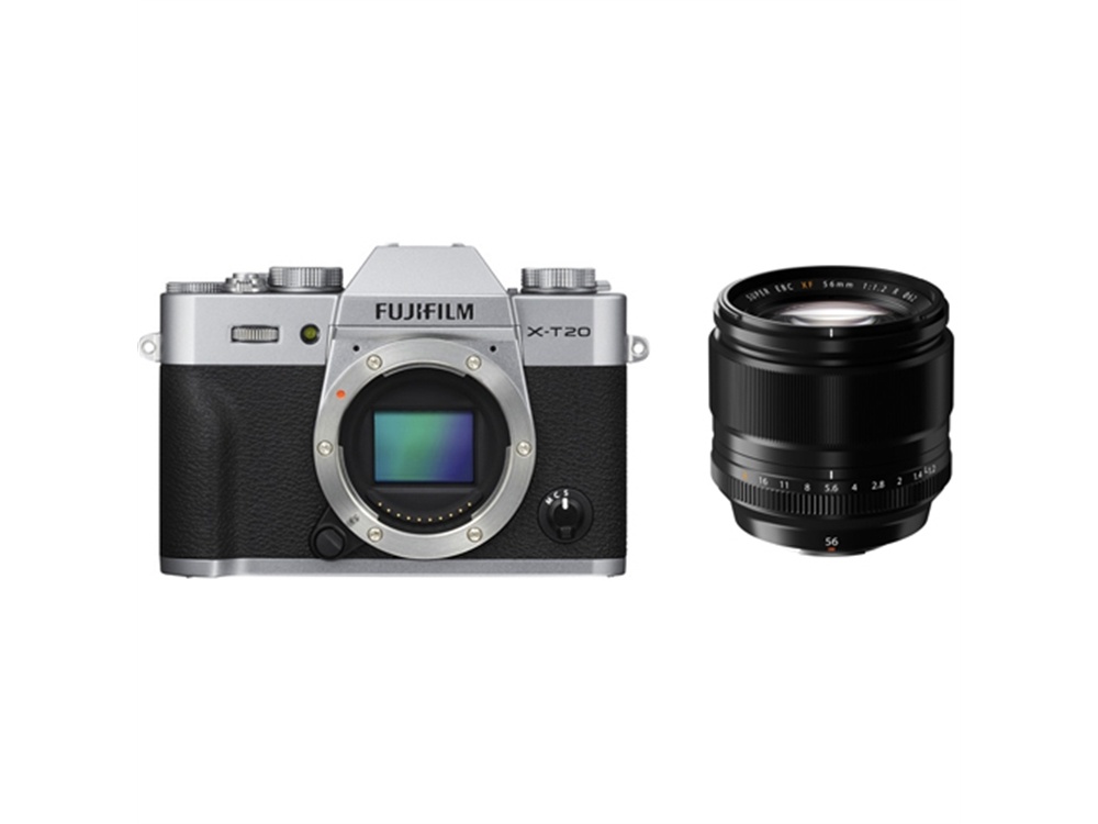 Fujifilm X-T20 Mirrorless Digital Camera (Silver) with XF 56mm f/1.2 R Lens