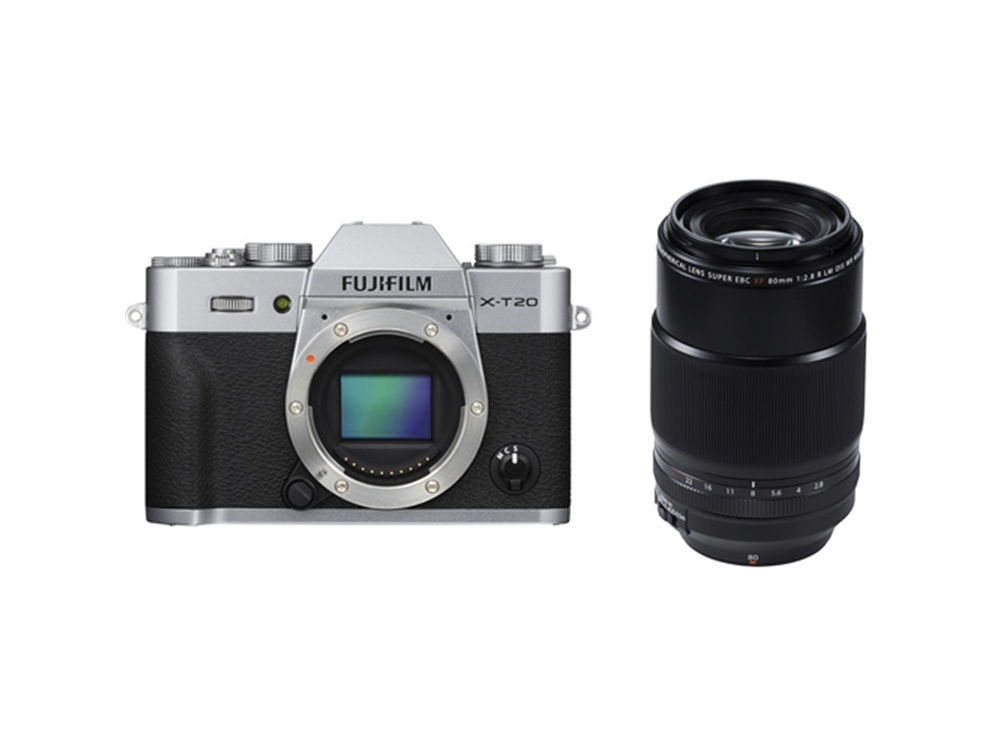Fujifilm X-T20 Mirrorless Digital Camera (Silver) with XF 80mm f/2.8 R LM OIS WR Macro Lens