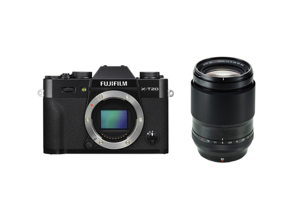 Fujifilm X-T20 Mirrorless Digital Camera (Black) with XF 90mm f/2 R LM WR Lens