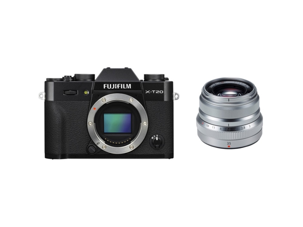 Fujifilm X-T20 Mirrorless Digital Camera (Black) with XF 35mm f/2 R WR Lens (Silver)