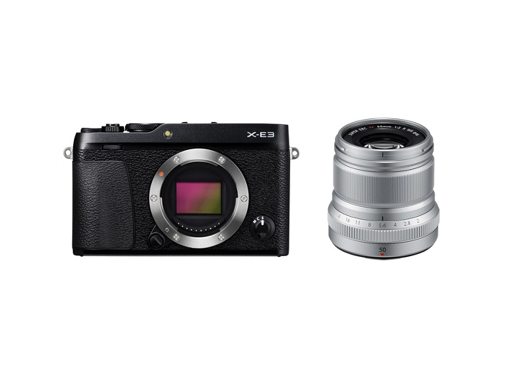 Fujifilm X-E3 Mirrorless Digital Camera (Black) with XF 50mm f/2 R WR Lens (Silver)
