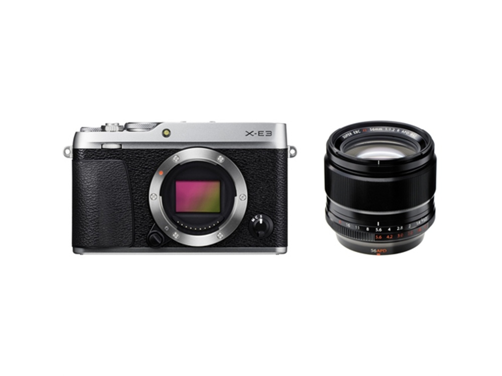 Fujifilm X-E3 Mirrorless Digital Camera (Silver) with XF 56mm f/1.2 R APD Lens