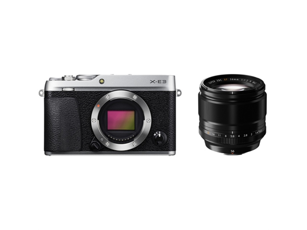 Fujifilm X-E3 Mirrorless Digital Camera (Silver) with XF 56mm f/1.2 R Lens